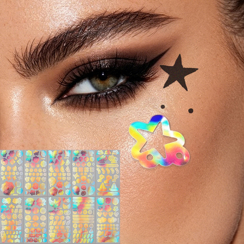Cross-border tattoo stickers for music festivals, goddess face star eye makeup stickers, colorful temporary face stickers, waterproof tattoo sticker templates Cross-border tattoo stickers for music festivals, goddess face star eye makeup stickers, colorful temporary face stickers, waterproof tattoo sticker templates