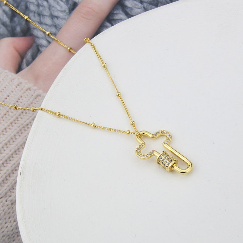 Ins European And American Foreign Trade New Cross Zircon Necklace Female  Cross-border Spot Simple Copper-plated Gold Pendant display picture 2