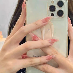 Minimalist Pure Desire Style Nail Art with Wearable Nail Clips Long Ice-Transparent Cheek Red Nails Removable Student False Nail Clips Wholesale