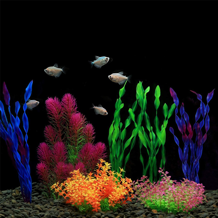 Acuario plantas subacuáticas plantas acuáticas de plástico simulación pecera plantas acuáticas decoración del paisaje plantas acuáticas Paquete de 7 piezas