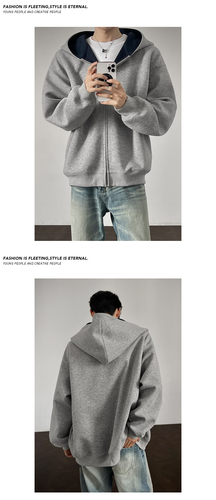 Felpa con cappuccio patchwork pesante da uomo oversize_voghion.com