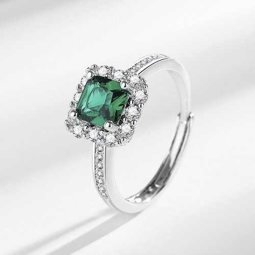 TK Live Hot Selling Simulated Emerald Small Sugar Cube Zirconia Necklace Earrings Ring for Women Bride Wedding Set Decorative Accessories