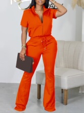 F 26456 Zip-Up Top and Flared Pants Set ���������������ȿ���