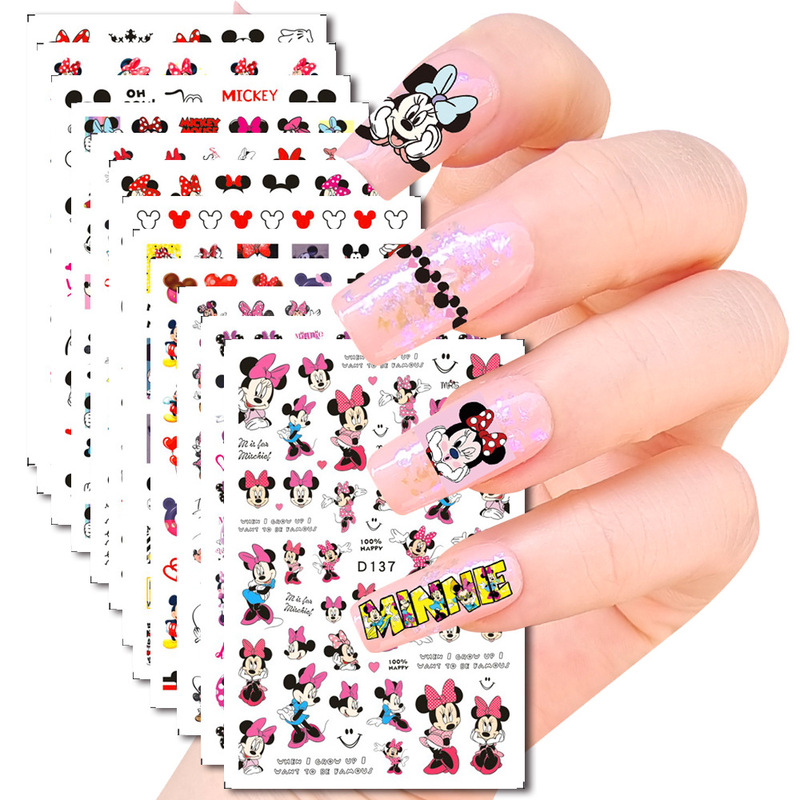 Cartoon Mickey and Minnie Nail Art Stickers Cute Anime Character Series Ultra-thin Adhesive Decals DIY Accessories Special Offer
