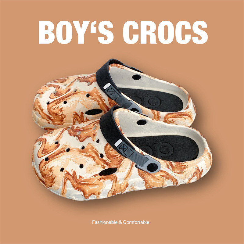 Zapatos con agujeros de suela gruesa para hombre, uso exterior de verano, suela suave antideslizante, sin sonido, sin olor, sensación de pisar mierda, sandalias de doble uso para conducir al aire libre