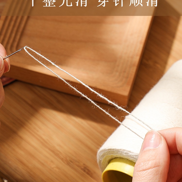 Kit de hilo de edredón de costura hecha a mano 3 hebras de hilo de edredón de costura gruesa, hilo de algodón blanco, hilo de algodón grueso antiguo