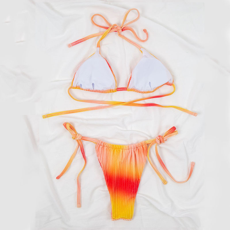 new multicolor knitted velvet lace split bikini swimsuit NSDYS54012
