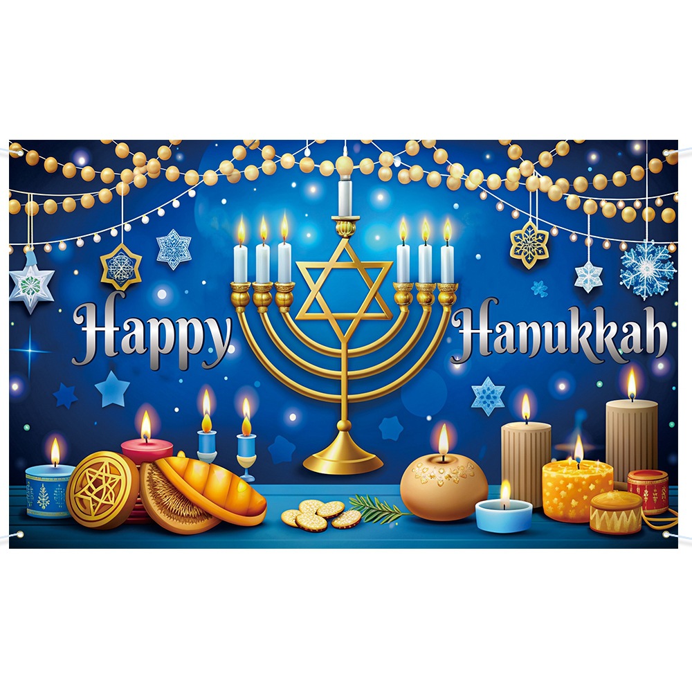 Nuevos productos Hanukkah decoración tela de fondo fiesta de Año Nuevo judío pancarta de fondo de bandera colgante atmósfera props