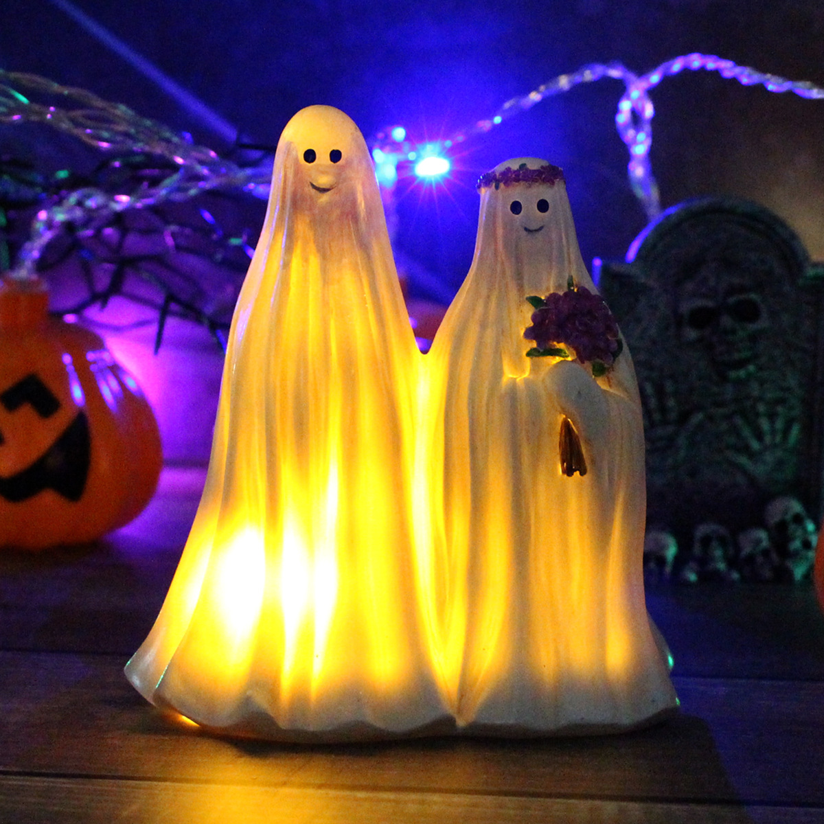 Halloween creative resin with lights ghost bride and groom ornaments ghost ghost skeleton party ghost festival ornaments now