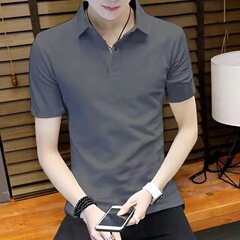 安い半袖上着夏シャツ襟半袖tシャツ男性ゆるい襟氷糸poloシャツ襟付き