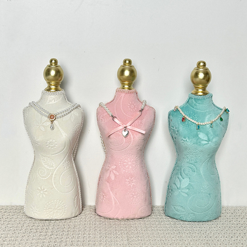 Factory Direct Sales Portrait Neck Jewelry Stand Model Jewelry Display Stand Printed Velvet Necklace Display Stand