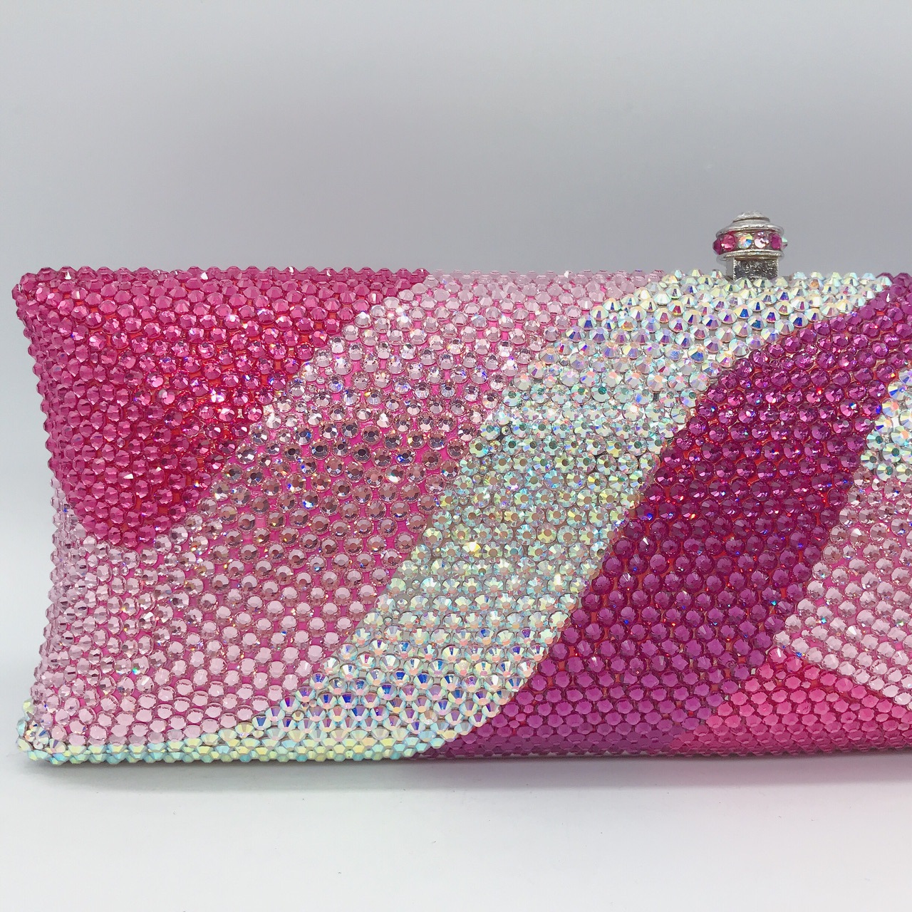 Túi clutch nữ đính đá rhinestone cầm tay hộp cứng dự tiệc — 10 # xanh ngọc chi tiết 42