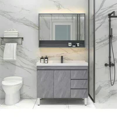 北欧多层实木浴室柜洗手盆柜组合洗脸池柜卫生间洗漱台盆简约镜柜