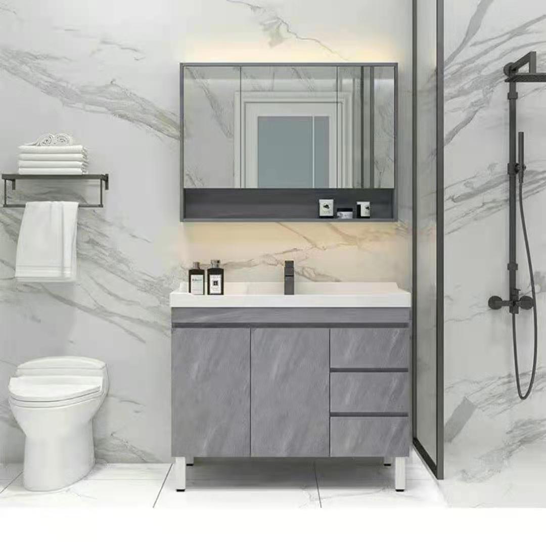 北欧多层实木浴室柜洗手盆柜组合洗脸池柜卫生间洗漱台盆简约镜柜