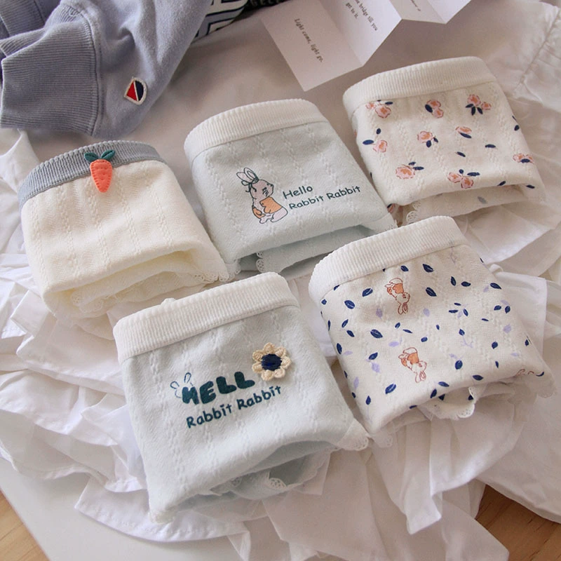 Идиллический стиль женские трусики оптом японский сладкий милый девушка бант средней талии хлопчатобумажные трусы промежности 0755