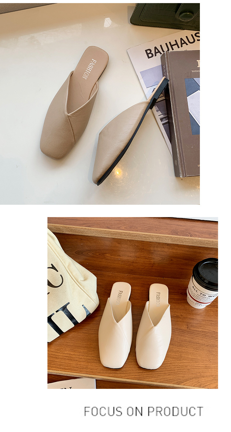 Women's Elegant Commute Solid Color Square Toe Flat Slippers display picture 11