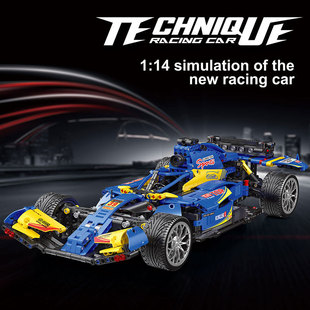 Cross-border F1 racing car compatible with Lego building blocks boy sports car model remote control electric high difficulty assembling building blocks gift box