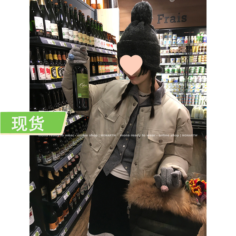 MONA 90白鸭绒复古简约短款设计感羽绒服女小个子 2024冬季新款