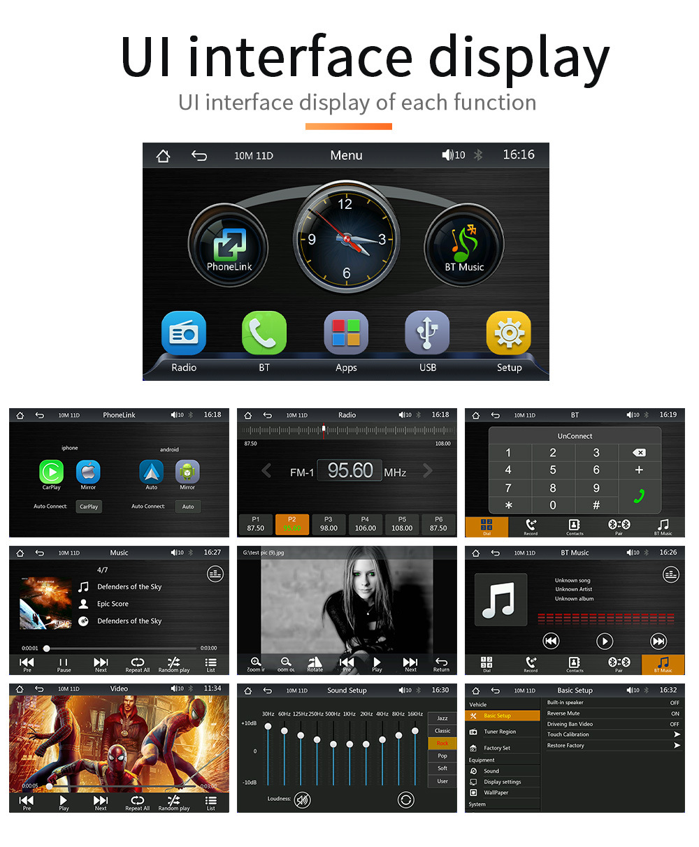 Cross-Border 7inch Wireless Carplay Portable Screen Car Display Bluetooth Multimedia Radio Car Navigation System