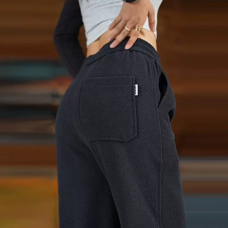 潮仑布加厚新款休闲裤子男款秋冬斜纹针织休闲长裤垂感男士休闲裤