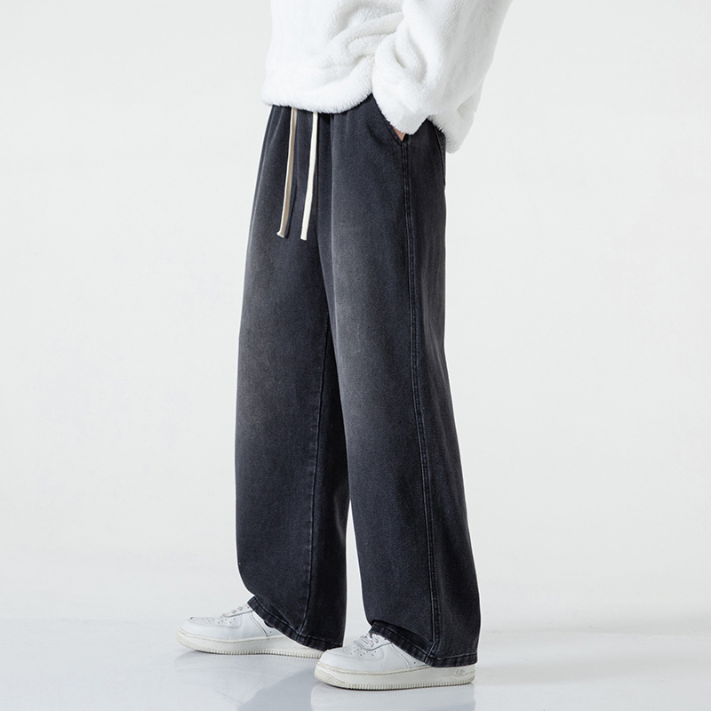 Men's Jeans 2024 Spring and Autumn Straight-Leg Loose Long Pants Washed Floor-Length Casual Versatile Retro Thin Style