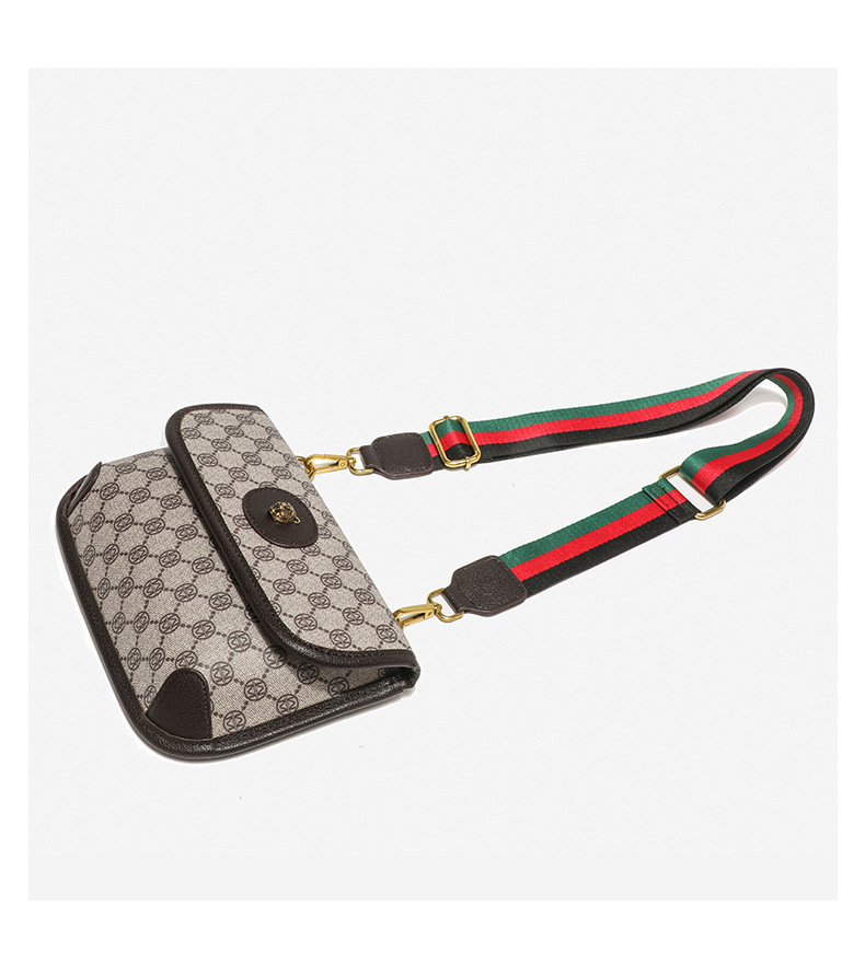 Grenzüberschreitende Damentasche, Retro-bedruckte Tigerkopftasche, modische Brusttasche, kontrastierendes Gurtband, One-Shoulder-Umhängetasche, trendiger Bestseller_voghion.com