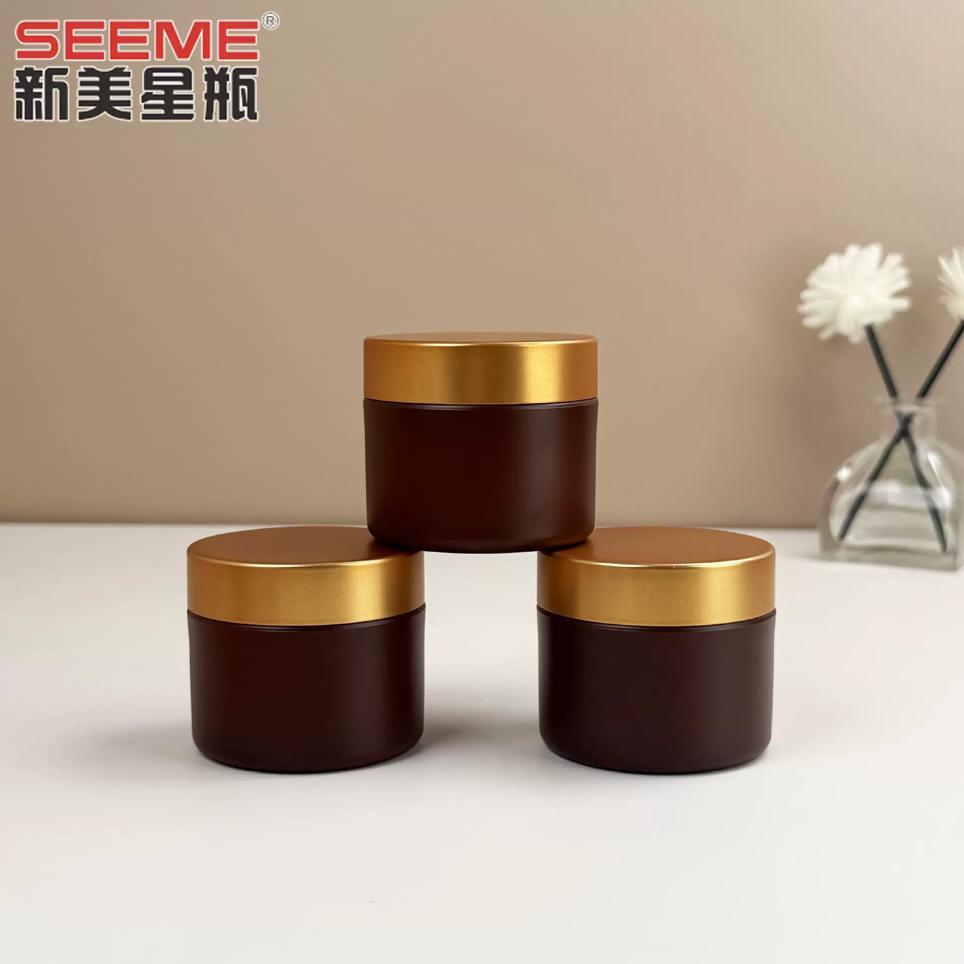 50g金棕色膏霜瓶面霜瓶高颜值面膜分装瓶透明棕色化妆品包装