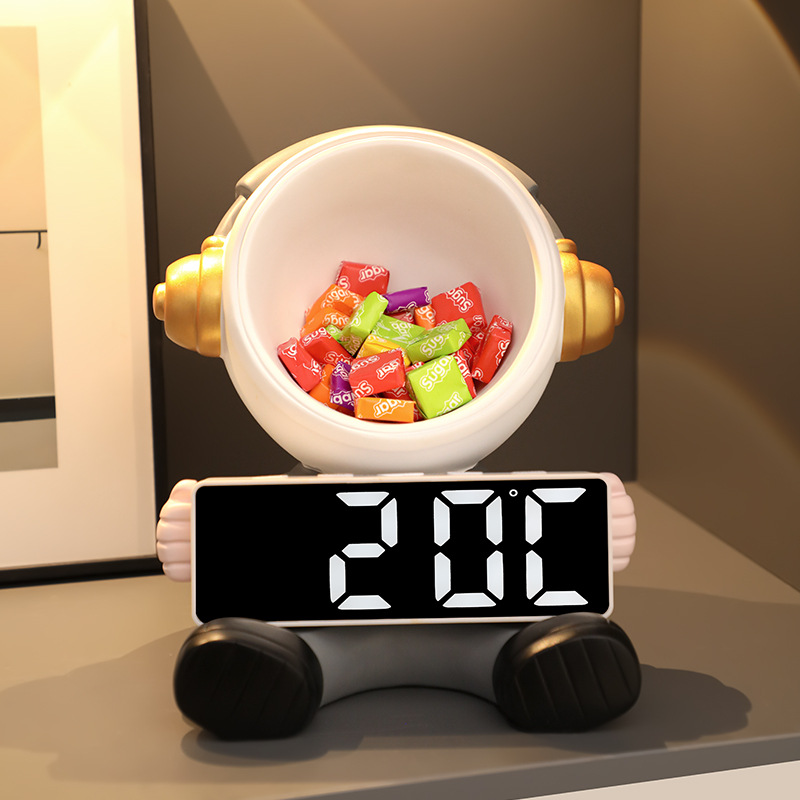 Reloj de astronauta adornos de sala de estar dormitorio lujo ligero reloj de escritorio tipo reloj electrónico decoración despertador