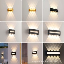 方形简约室内床头灯客厅走廊别墅酒店装修户外防水压铸铝壁灯金色