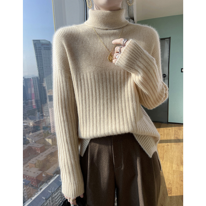 Autumn And Winter Turtleneck Sweater Women's Wool Sweater Slim Korean Style Thickenedide High Lapel Wool Bottoming Sweater