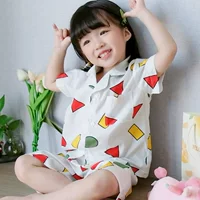 Семейный костюм Crayon Shinchan Пижама Детская летняя девочка Детская сумка Тонкий набор с короткими рукавами для мальчиков