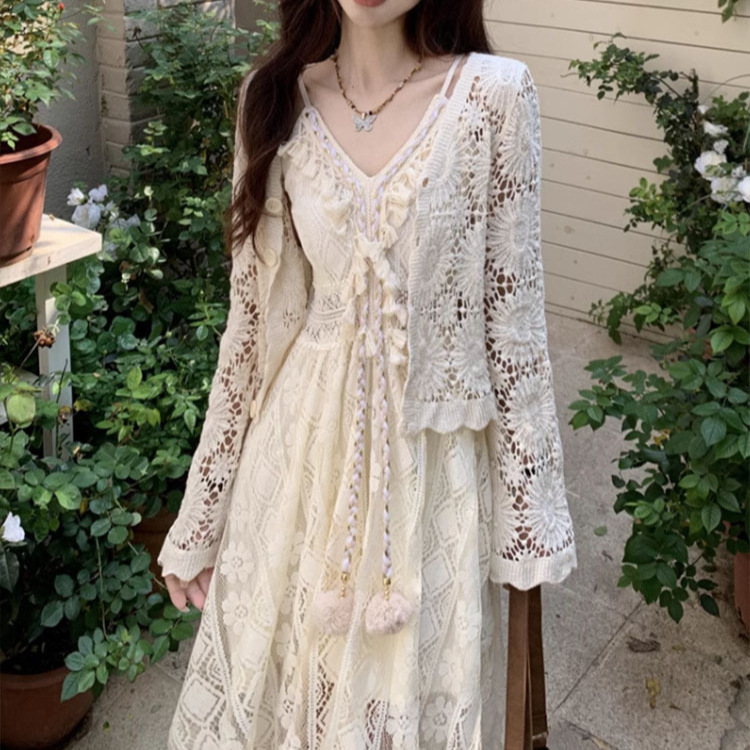 Bohemian ethnic style sling dress women's summer Yunnan Dali travel wear seaside vacation long skirt Bohemian ethnic style sling dress women's summer Yunnan Dali travel wear seaside vacation long skirt