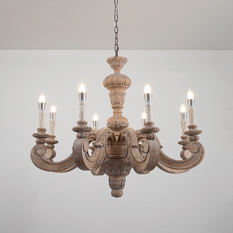 美式乡村实木复古法式田园创意吊灯卧室别墅客厅餐厅民宿灯复古风