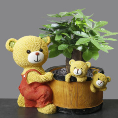 Wholesale money tree pothos resin flower pot succulent pot cartoon bear cute creative balcony old pile pot large diameter