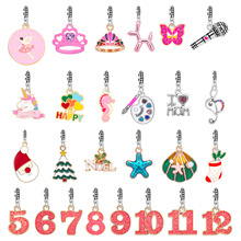 跨境热销diy手链饰品配件圣诞树阿拉伯数字合金吊坠挂件工厂