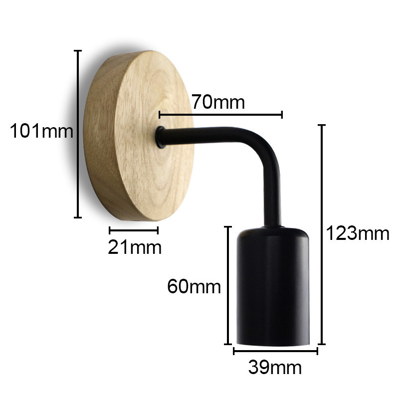 Lámpara de pared pequeña de madera maciza moderna nórdica, lámpara de espejo de hierro forjado simple, lámpara de pasillo de baño, lámpara de pared de cabecera de dormitorio