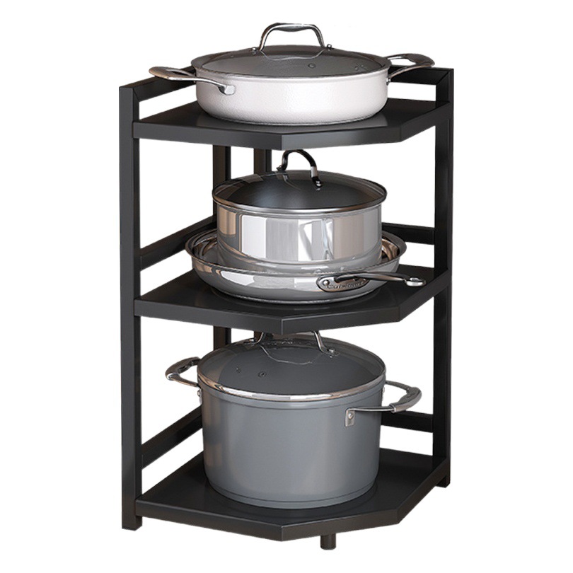 Cocina Esquina estante de almacenamiento de múltiples capas Mesa olla superior de dos capas de almacenamiento rack gabinete fregadero inferior de almacenamiento en capas