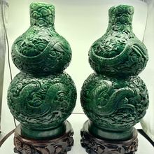 新疆碧玉葫芦玄关客厅书房福禄寿禧财开业礼品国学摆件纯手工雕刻