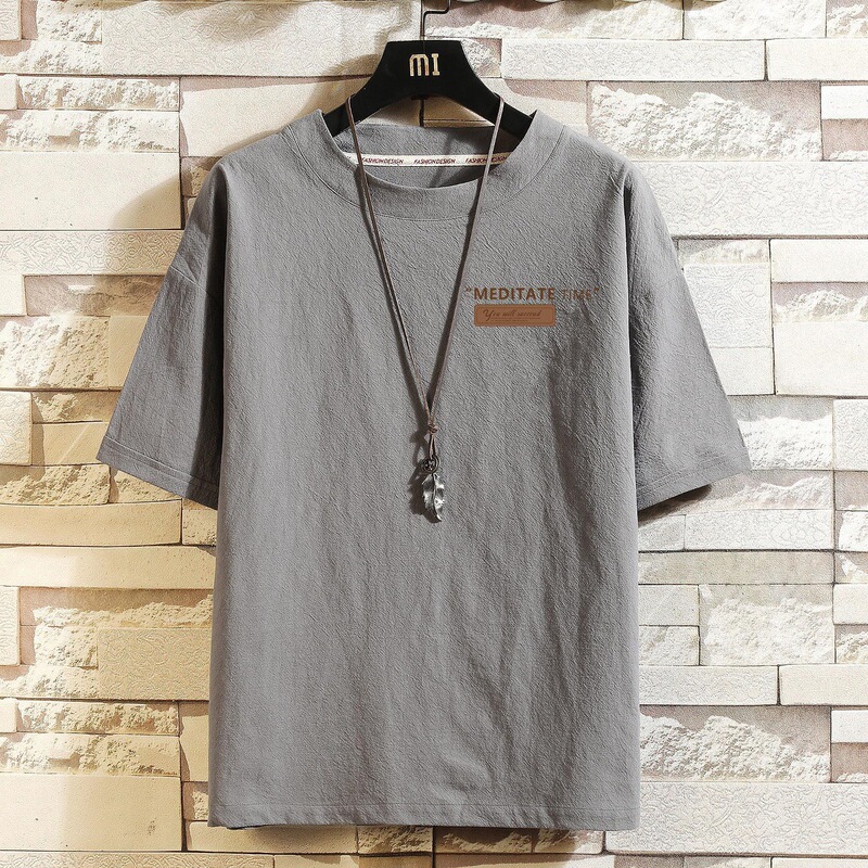 Clearance for Leaks ~ Linen Short-sleeved T-shirt Men's Summer New Ice Silk Half-sleeved Top Joker Cotton and Linen T-shirt Clearance for Leaks ~ Linen Short-sleeved T-shirt Men's Summer New Ice Silk Half-sleeved Top Joker Cotton and Linen T-shirt