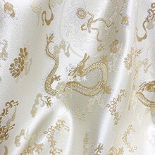 双龙戏珠龙纹提花面料中国风旗袍唐装童装汉服布料织锦缎复原纹样