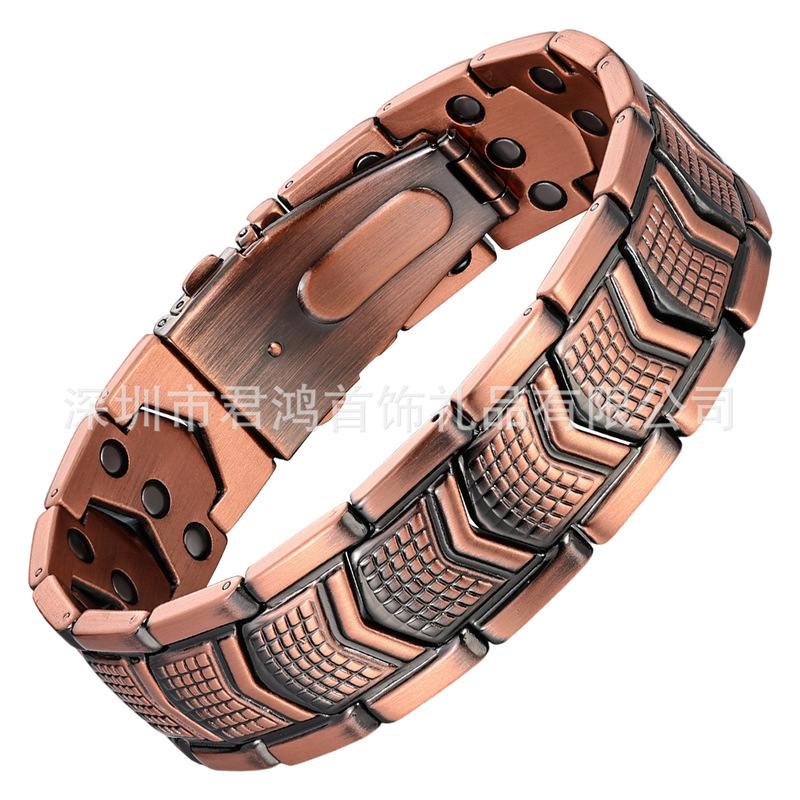 Cross-Border Supply of Simple and Fashionable Red Copper Bracelet Men's Arrow Magnet Bracelet Health Magnetic Therapy Bracelet Manufacturer Wholesale