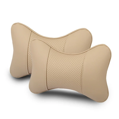 Car neck pillow car interior Headrest - a-pair-of-punched-headrests-beige