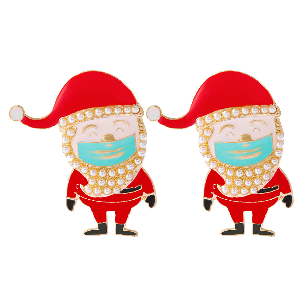 New Popular Santa Claus Earrings Alloy Rhinestone Cartoon Earrings Fashion Accessories display picture 13