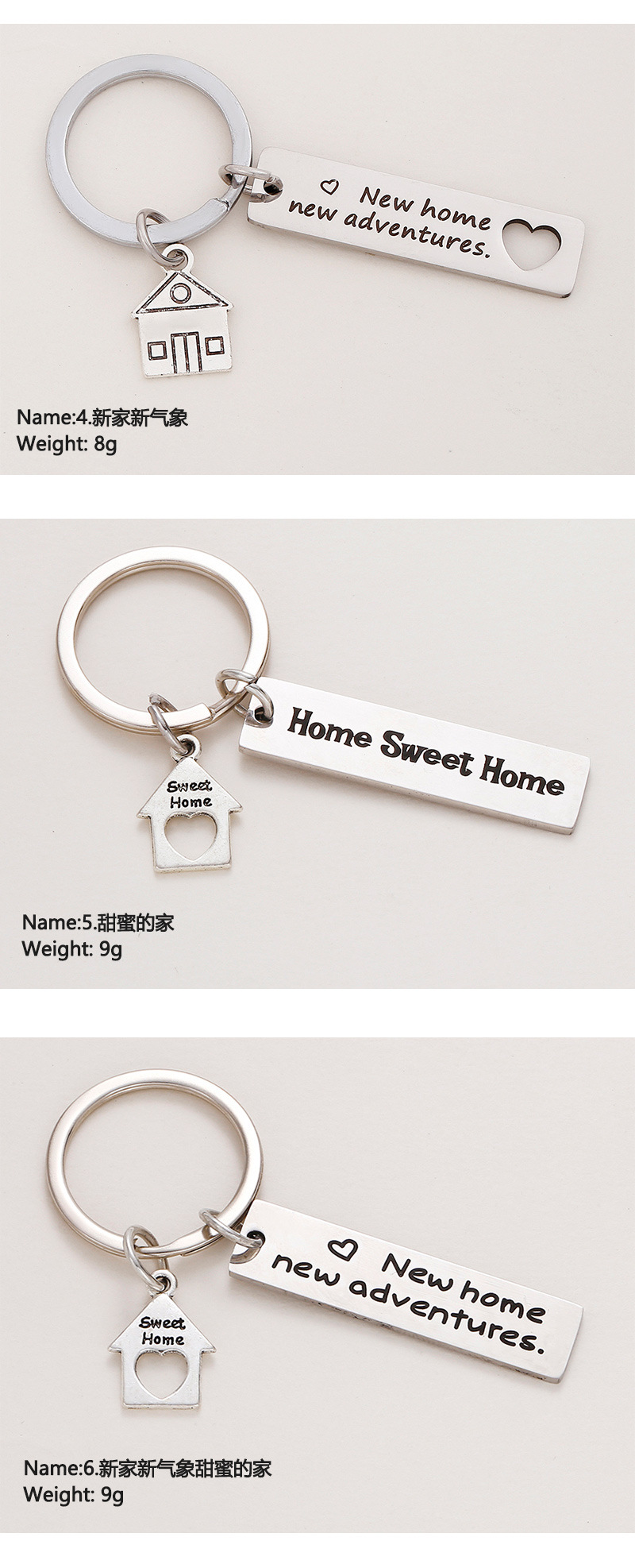 New Stainless Steel Keychain  New Home New Home Friend Gift Wholesale display picture 4