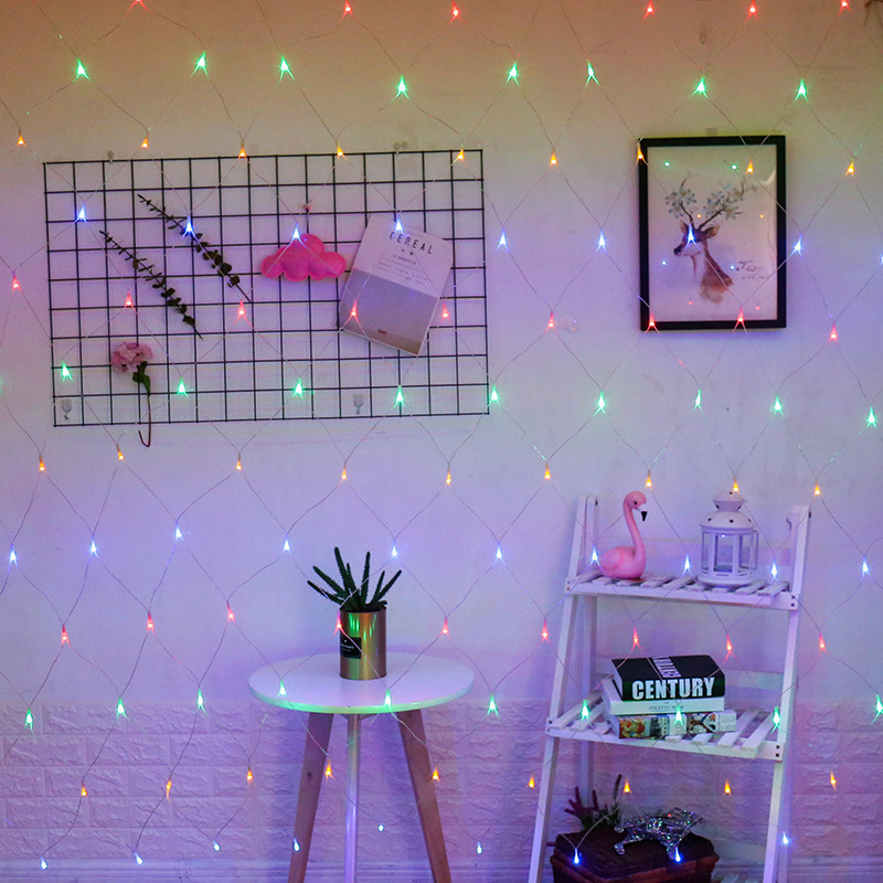 Lámpara led, luz de color, luz de ambiente solar, luz de red de pesca, luz de jardín, luz de césped, luz de cortina, luz decorativa, cadena de luz