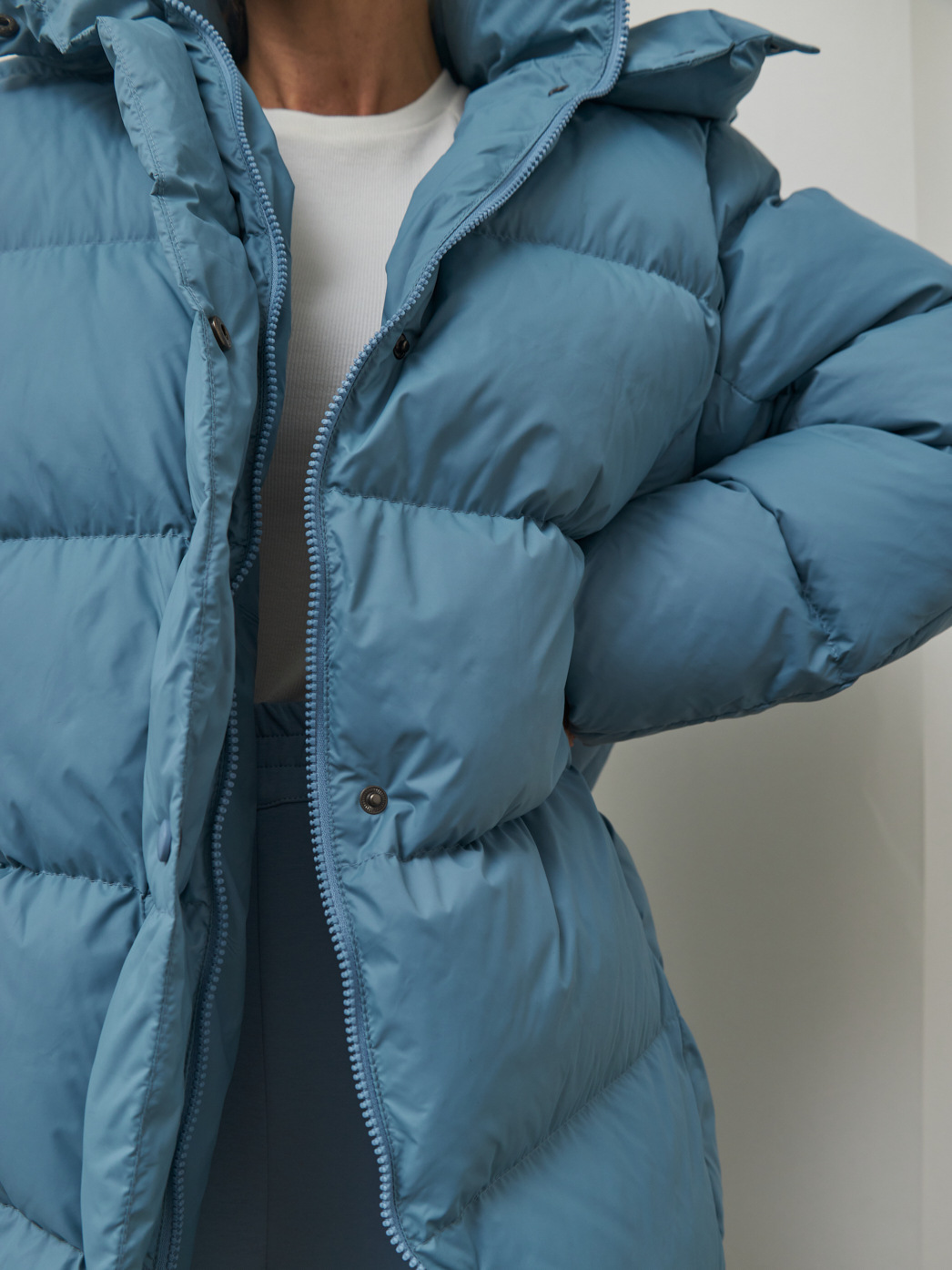Dames lange donsjas met capuchon warme winterjas_voghion.com