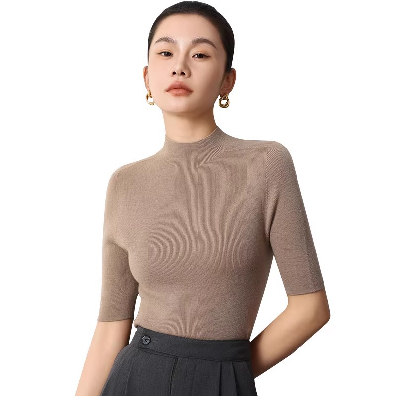Half Turtleneck Bottoming Top High-grade Half Sleeve Sweater
