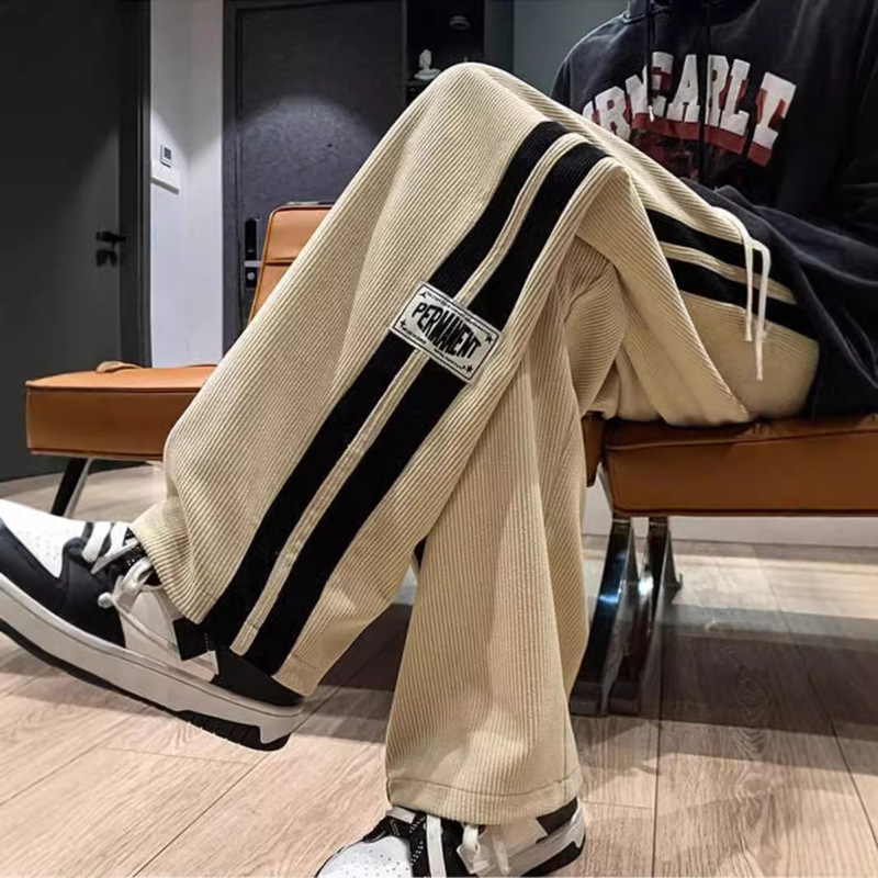 Corduroy Pants for Men, Spring and Autumn Season, Straight-Leg American High Street Vibe, Retro Trendy Brand Casual Pants, Cross-Border Manufacturer