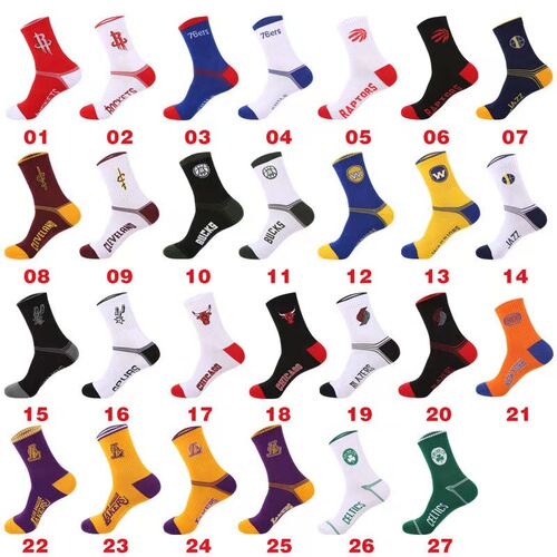 Basketball socks men's mid-calf autumn and winter new star sweat-absorbent and comfortable ins sports socks team cotton socks one piece drop shipping