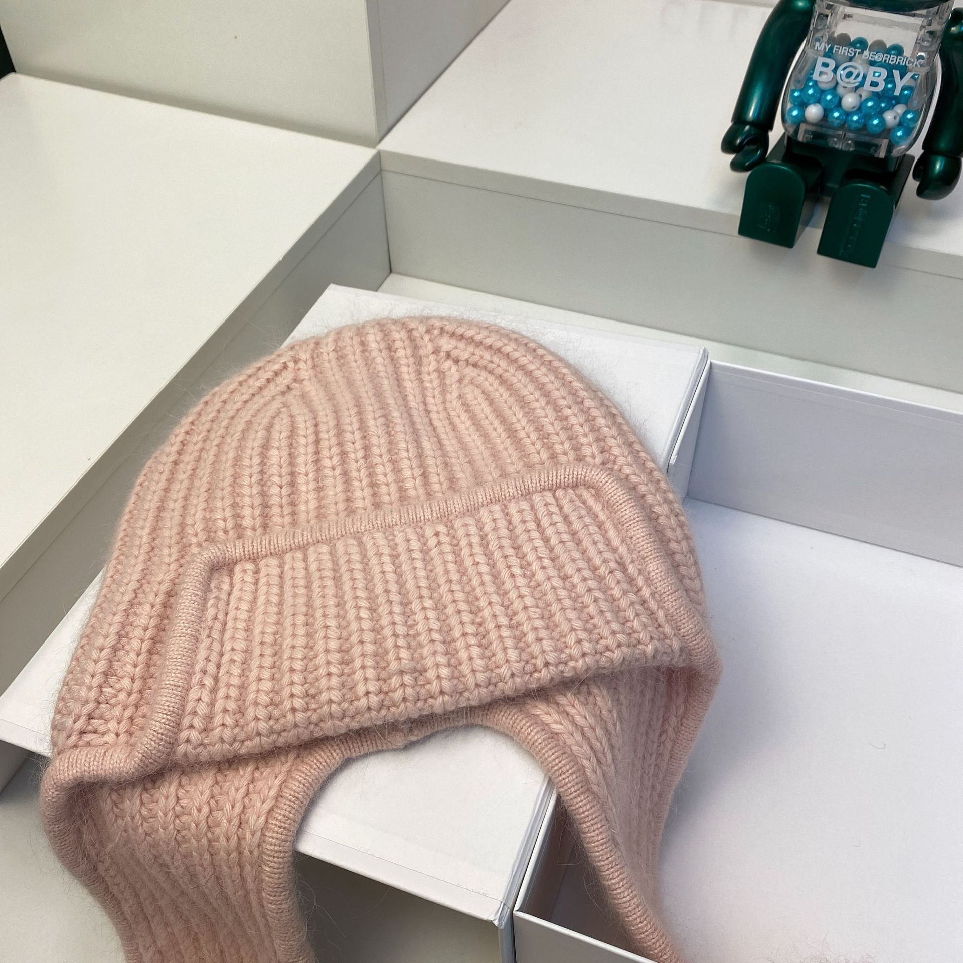 Russischer Samt, verdicktes Kaninchenhaar, gestrickt für Wärme im Winter, Ohrenschutz, Gesichtsumhüllung, Wollmütze, modisch_voghion.com